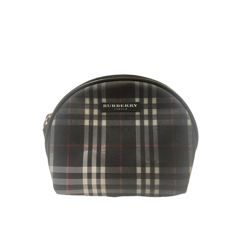 Burberry Of London Black & White Nova Check Plaid Sm Cosmetic Bag/Jewelry Travel
